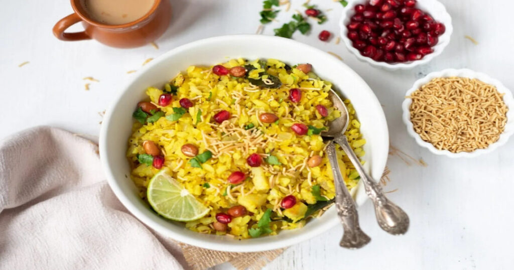 Poha with Bhajia and Chai