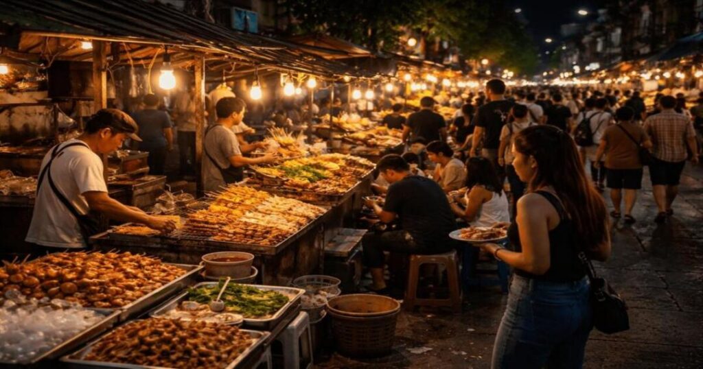 Bangkok street food mango sticky rice