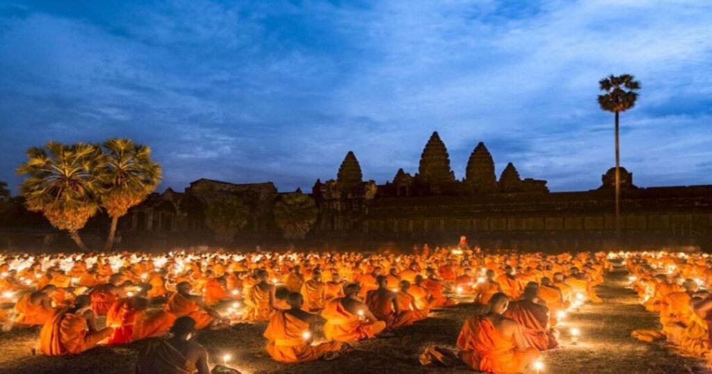 Visak Bochea candle procession at a Cambodian Buddhist temple